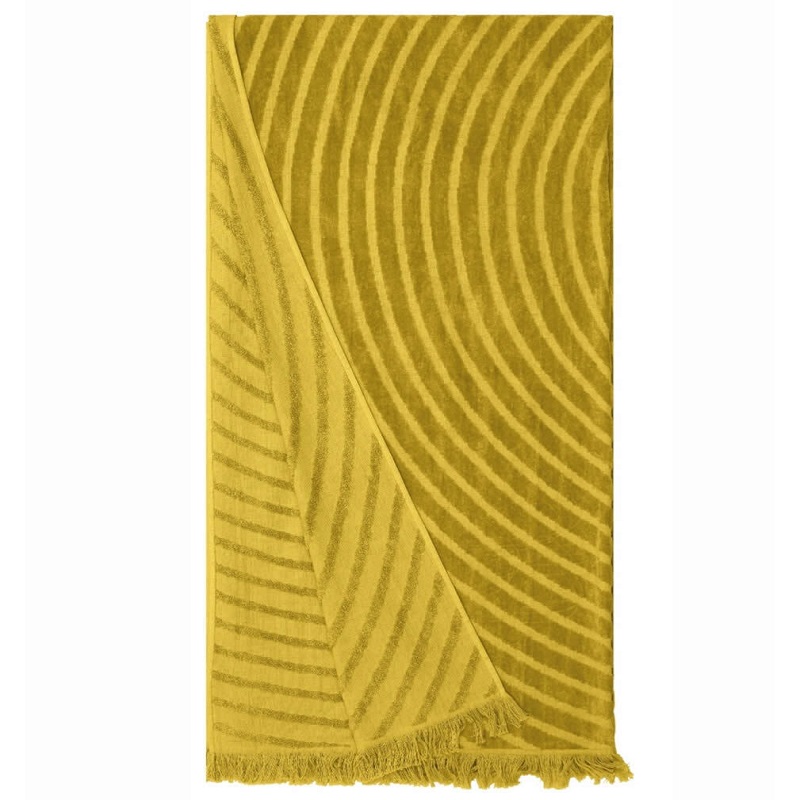 Kentia Haviar 03 Πετσέτα Θαλάσσης Παρεό Yellow με Κρόσσια 90x180εκ.