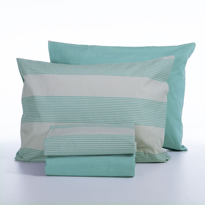 Nef-Nef Homeware Σετ 4τεμ Σεντόνια Διπλά Βαμβακερά 200x270 Casual Stripe Petrol - Image 2